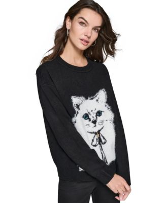 Tシャツ・カットソー +AMBLER+ Cat biting Cat pullover neck crew sweater knit gray AMBLER Cat Biting Cat Crew Neck Sweater – SeoulSeoul