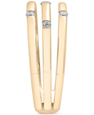 Diamond Three Row Stack Look Ring (1/6 ct. t.w.) in 10k Gold, Created for Macy's