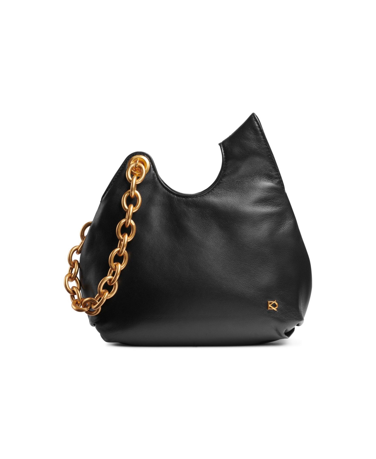 Donna Karan Lawrence Leather Wristlet With Chain Strap In Black,gold