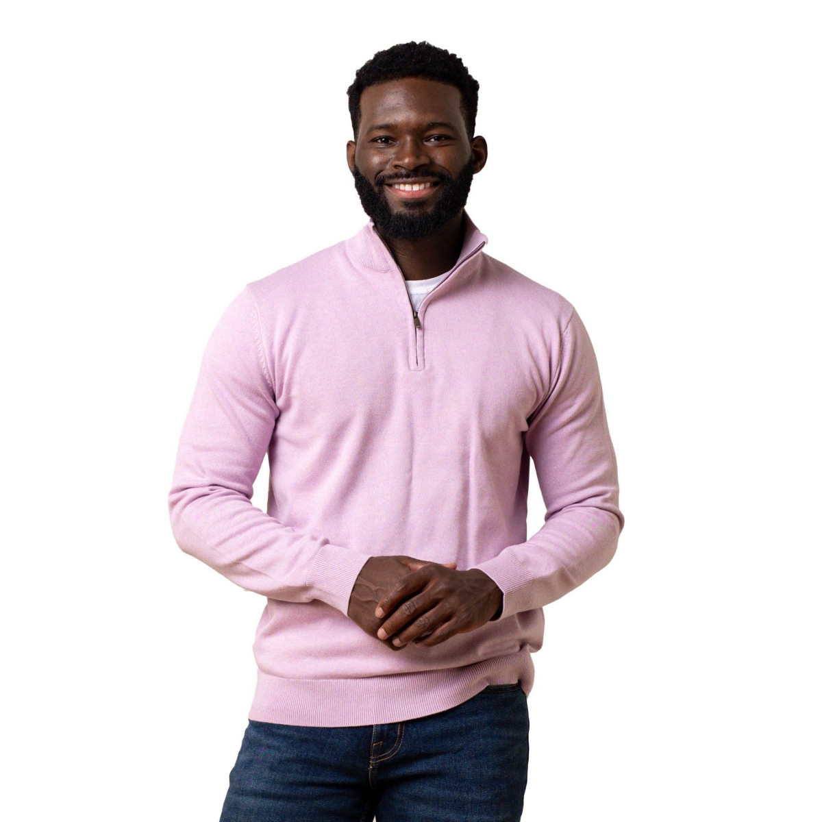 Men's Fine Gauge Half Zip Pullover Sweater - Lavender marl