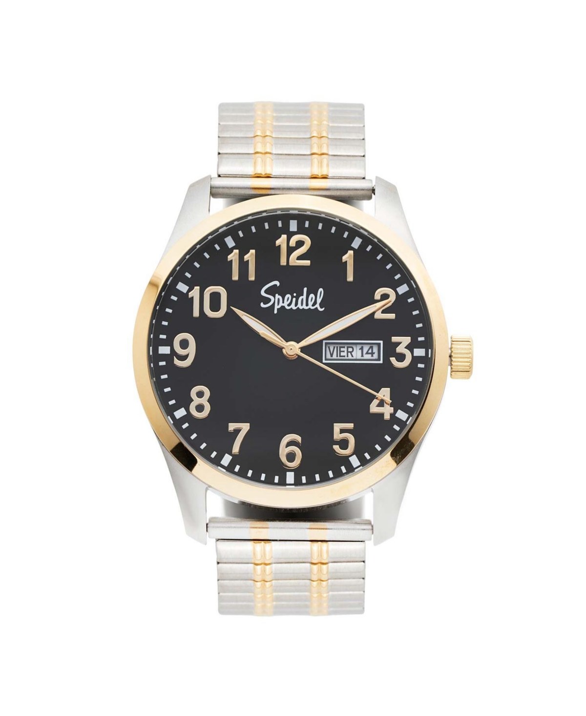 Speidel Men's Essential Watch With Twist-o-Flex in Dual Tone Black - Black with Silver and Gold Accent