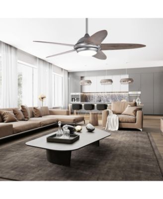 52 Inch Ceiling Fan with Lights and 3 Lighting Colors-Silver Gray