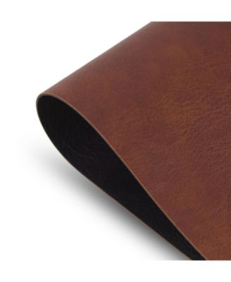 Rectangular 12" x 18" Florence Ivory and Taupe Reversible Leather Wipe Clean Placemats Set of 4