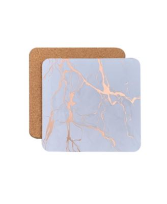 Foil Marble Granite Design, Thick Cork Texture, 12"x18" Placemats & 4"x4" Coasters Table Set of 8+8