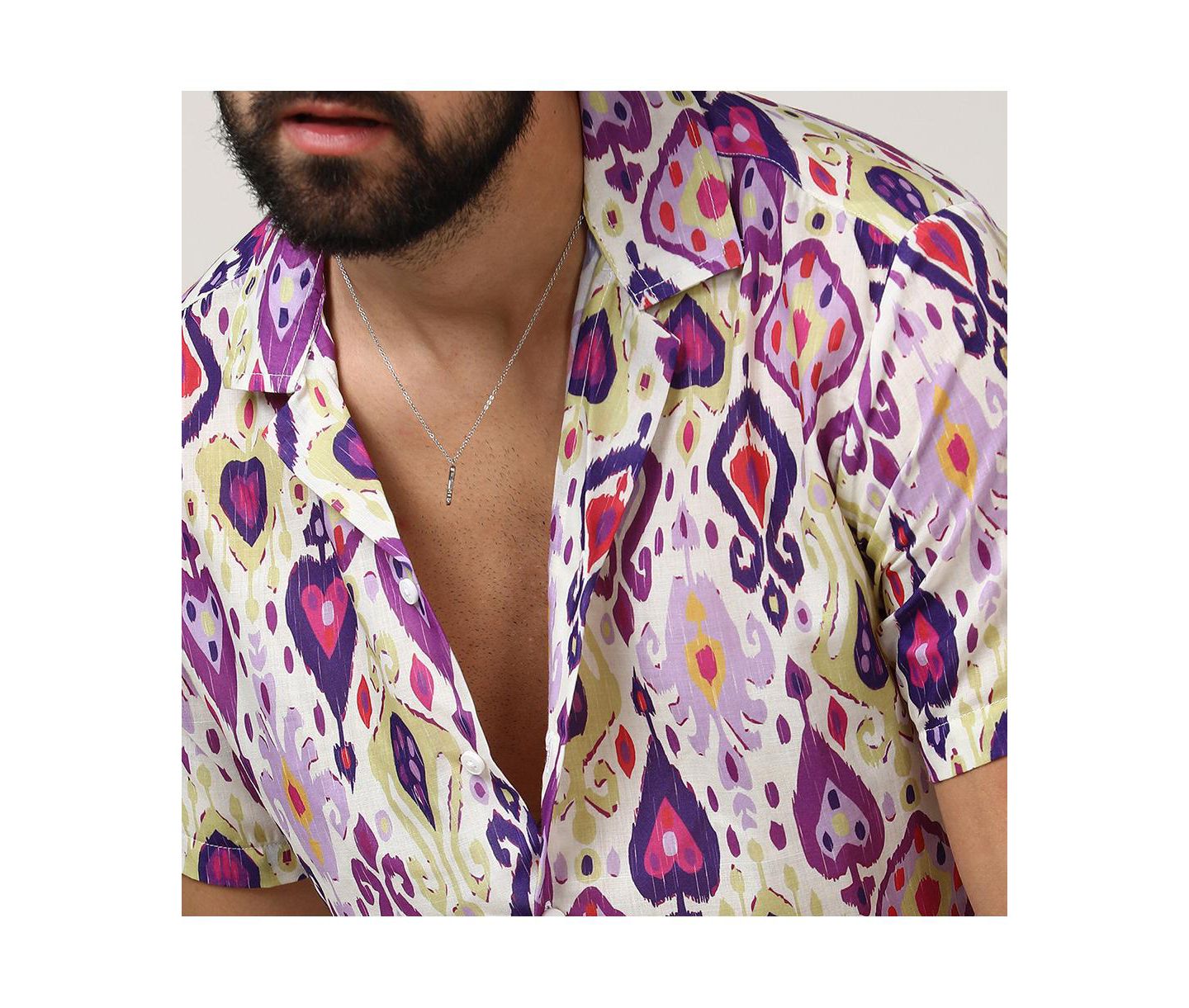 Мужская рубашка Cahoot Campus Sutra Lavender & Pear Yellow Ethnic, цвет: Жёлтый — фото 2