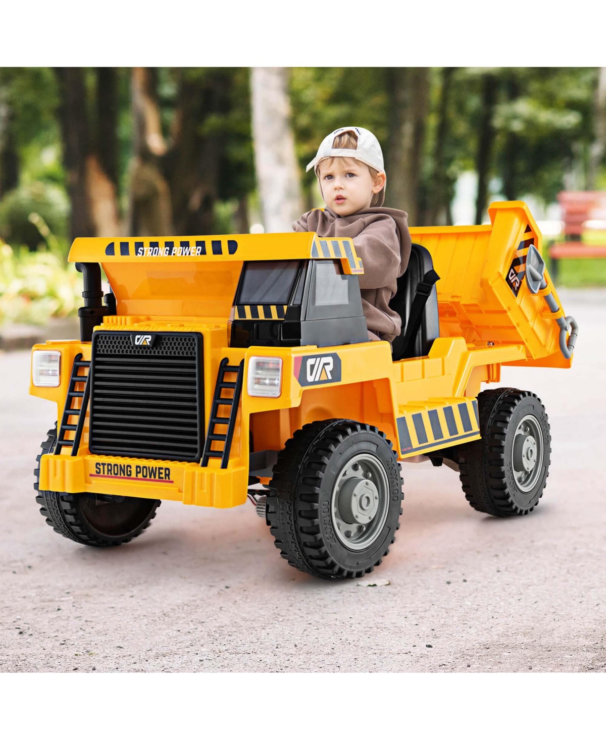 Costway Kids Ride-On Dump Truck with Wireless Connection Music Led Lights Soft Start