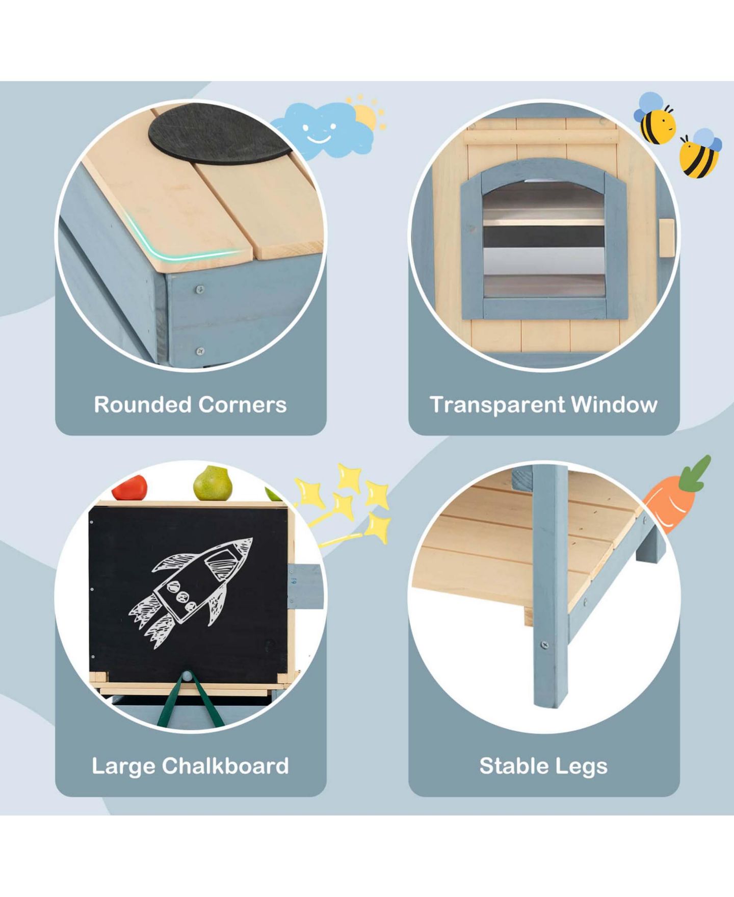 Детская игрушка Costway 2-In-1 Outdoor Mud Kitchen, от 3 лет, цвет: Синий — фото 10