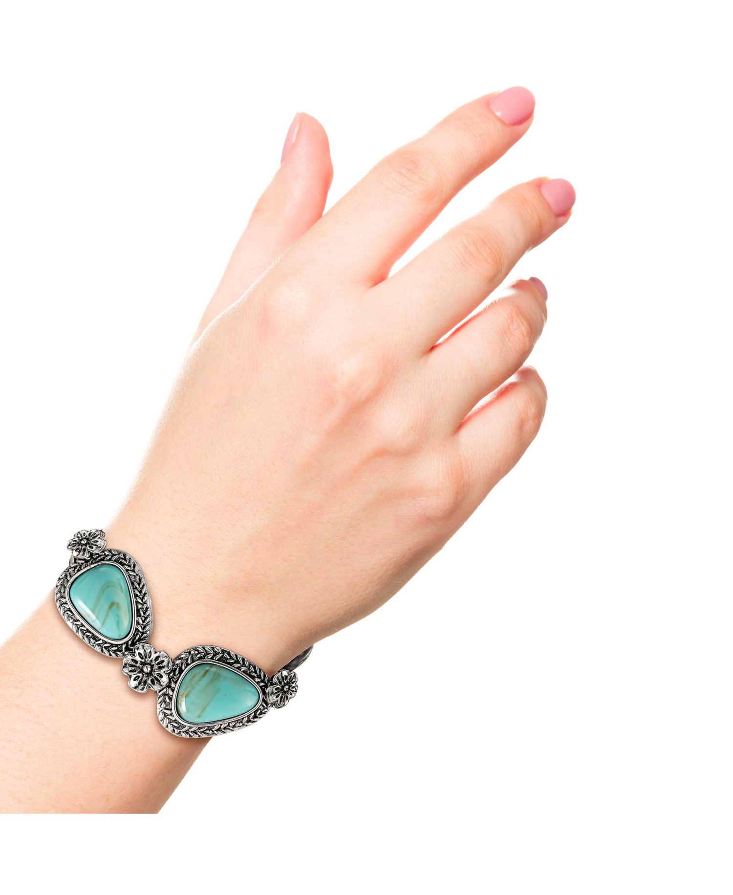 Turquoise Gemstone Flower Bracelet