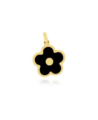 Onyx Cherry Blossom Charm 14K Gold
