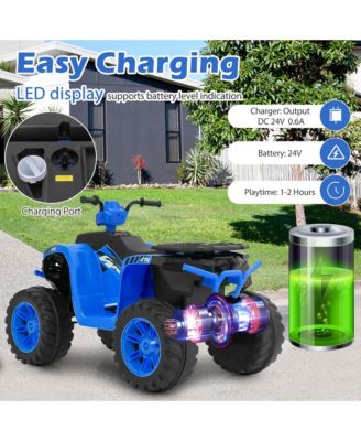 24V Kids Ride-On Electric ATV 4-Wheeler Quad Car with Wireless Connection