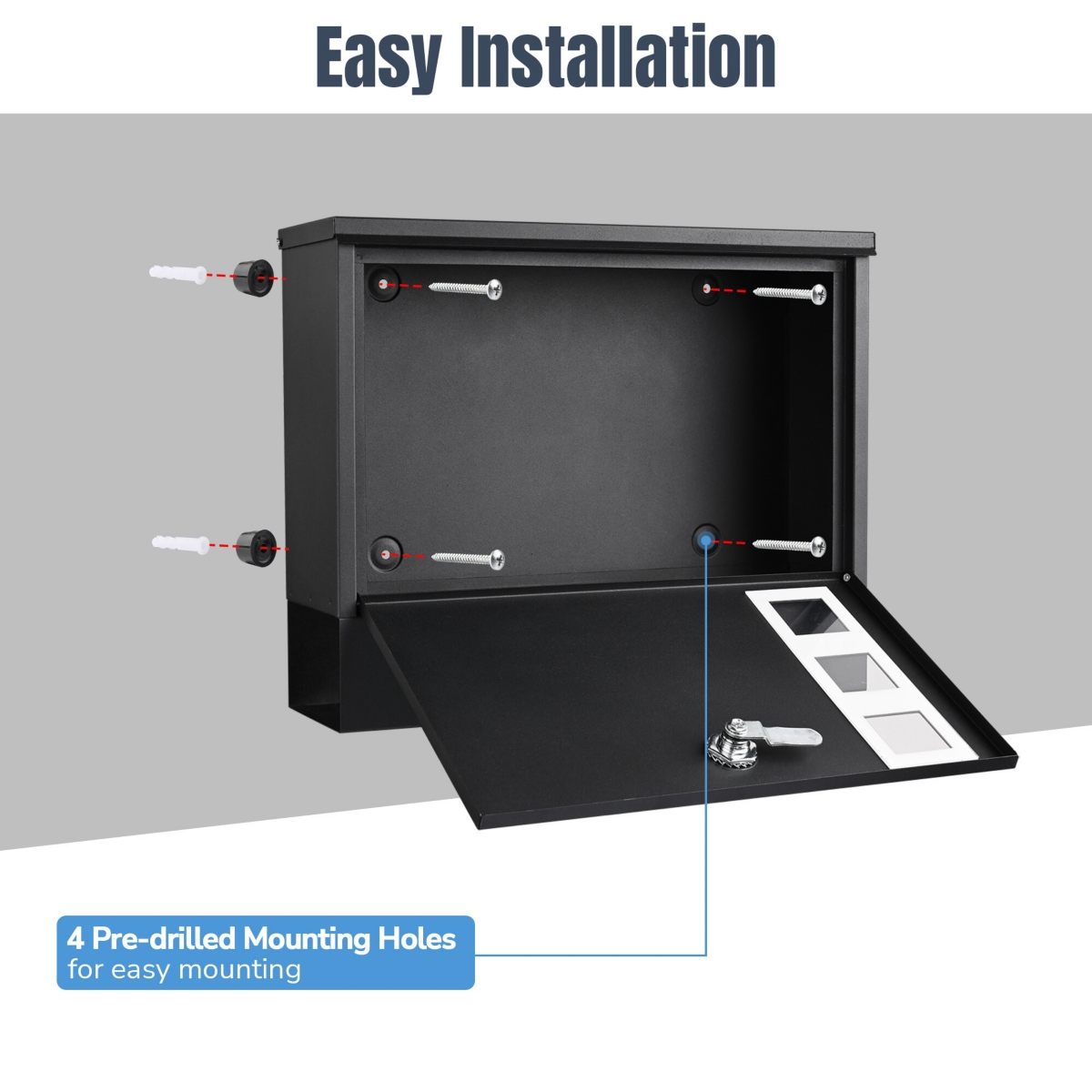 Yescom Large Wall Mount Steel Mail Box Lockable Letterbox w/ Door & 2 Keys Home Security Outdoor