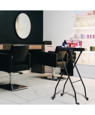 Salon Folding Rolling Tray Station Service Trolley Storage Cart For Barber Shop