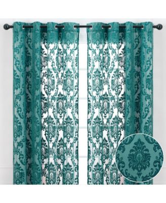 Premium Devore Sheer Grommet Curtains - Classy, Light Filtering Drapes for Living Room or Bedroom - 52" x 108" - Blue, 2 Panels