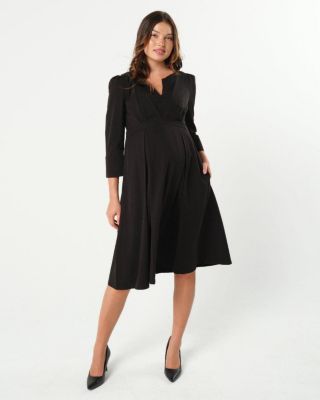 Maternity Empire Waist Nursing Midi Tea Dress in TENCEL