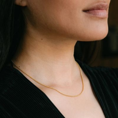 Women's Rolo Chain Necklace in 14k Gold-Plated Sterling Silver with Extender