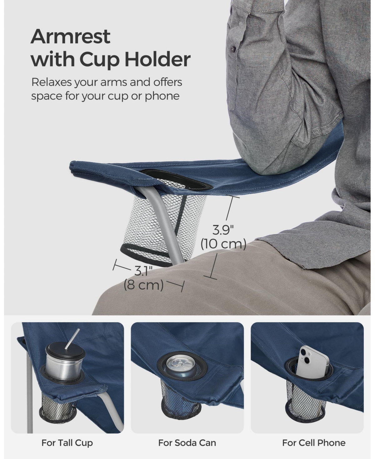 Slickblue Set of 2 Heavy Duty Folding Camping Chairs, 330 lb Capacity, Portable Outdoor Seating