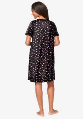 Women's Plus Size Short Henley Sleepshirt