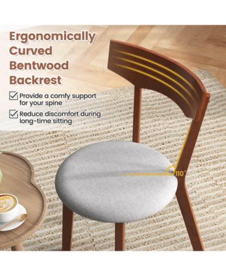 Wooden Armless Dining Chair Set of 4 with Rubber Wood Legs Padded Seat Cushion