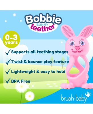 Bobbie Bunny Baby Teether Toy Rose Pink | Twist & Bounce Teething Toy