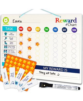 Magnetic Chore Chart for Kids and Families – Dry Erase Reward & Responsibility Chart with Routine Magnets