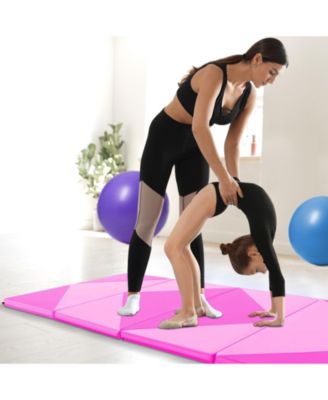 8 Feet PU Leather Folding Gymnastics Mat with Hook and Loop Fasteners