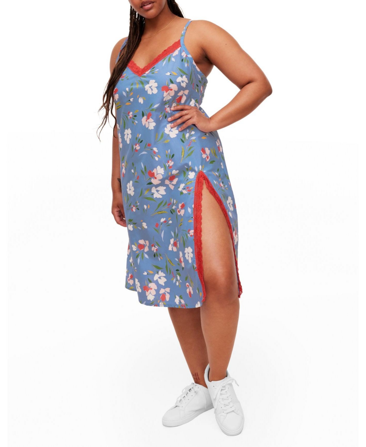 Plus Size Analise Slip - Floral blue