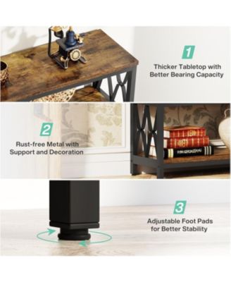 70.9" Industrial Console Table with Storage Shelves, 3-Tier Entryway Sofa Table for Living Room or Hallway