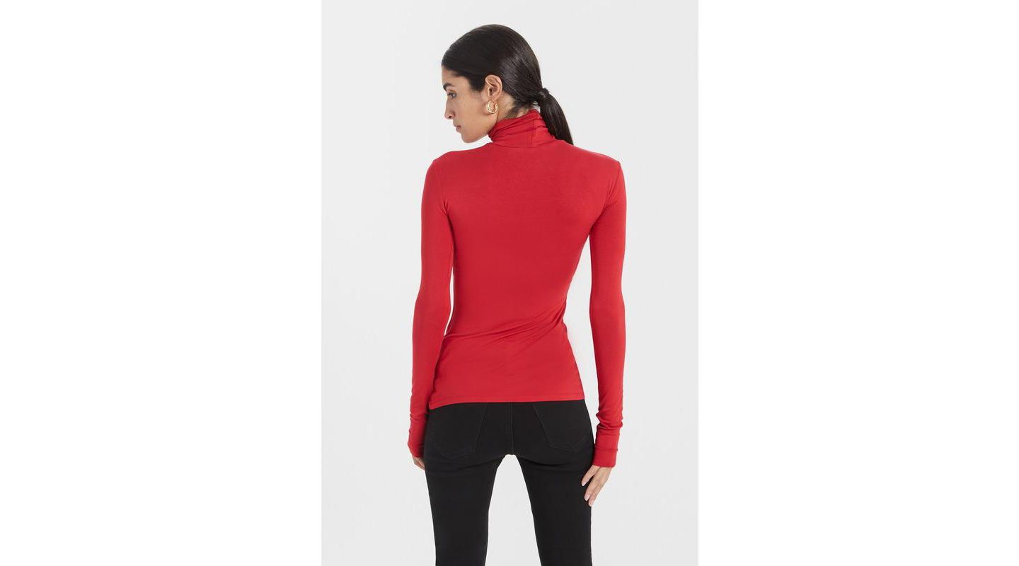 Женский топ Marcella Dahlia Edgy Neckline Long-Sleeve Cutout Fitted Jersey, цвет: Красный — фото 4