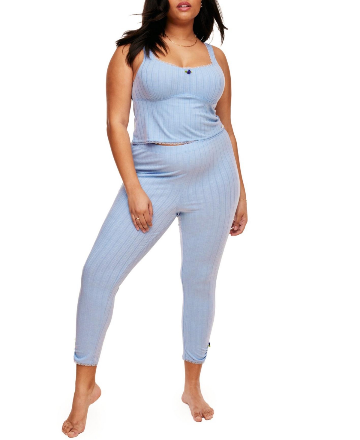 Plus Size Gema Pajama Tank And Legging Set - Medium blue