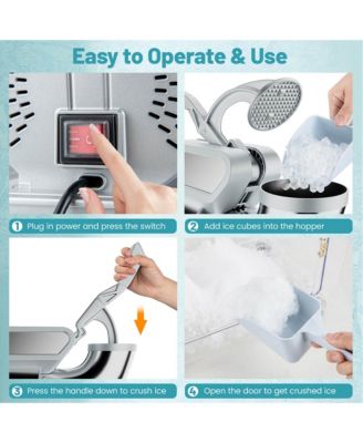 660LBS/H Commercial Ice Crusher with Dual Blades Safety On/Off Switch for Home