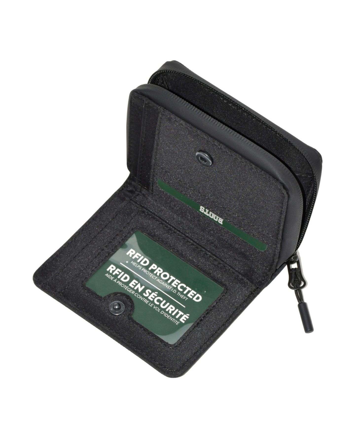 Мужской кошелёк Roots Compact Zip Around Snap Wallet, цвет: Чёрный комбинированный — фото 3