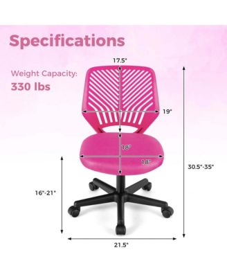 Height-adjustable Ergonomic Kids Desk Chair with Universal Casters Working Chair