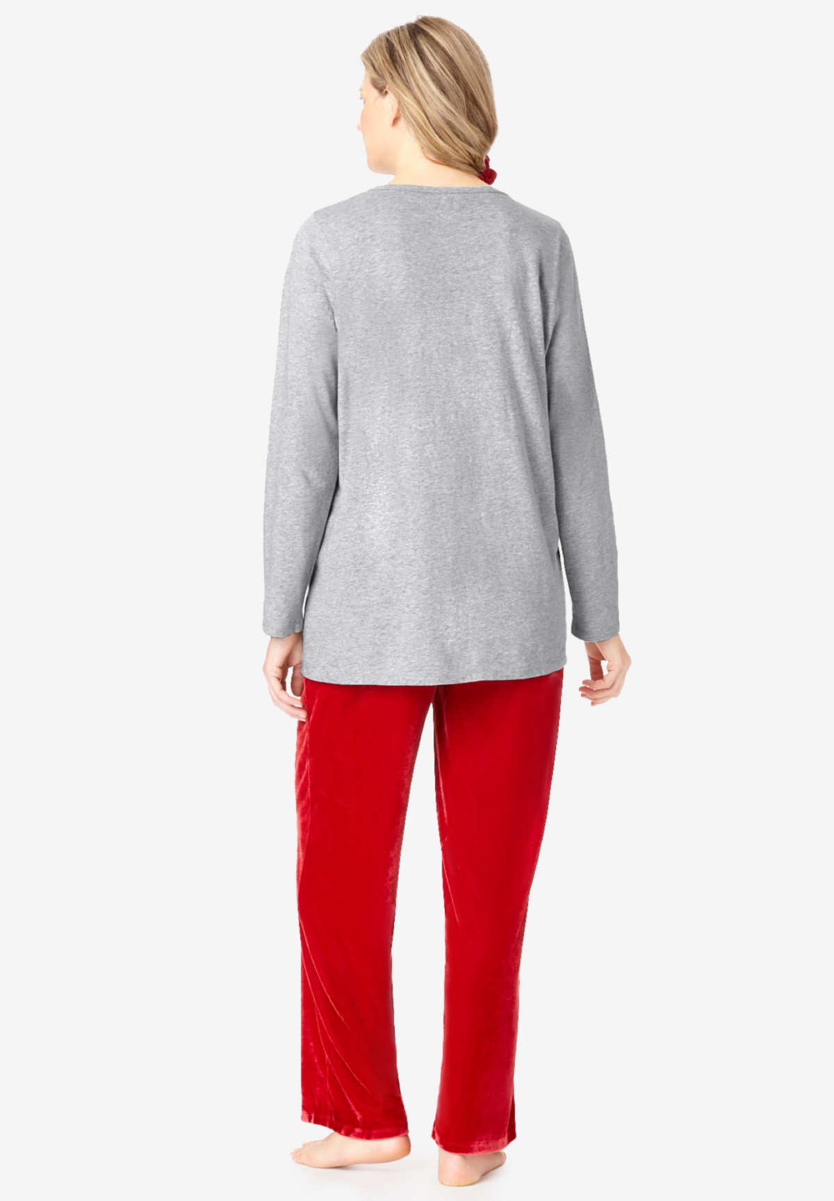 Dreams & Co. Plus Size Pajama Set With Free Velour Scrunchie