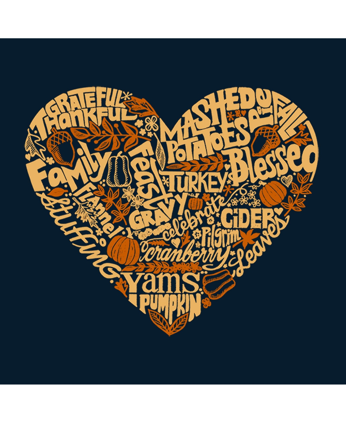 La Pop Art Boys Thanksgiving Heart Word Art Hooded Sweatshirt