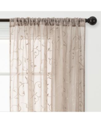 Premium Embroidered Swirl Vine Curtains - Sheer Curtains for Living Room, Bedroom, Kitchen - 52" x 63" - Sage, 2 Panels