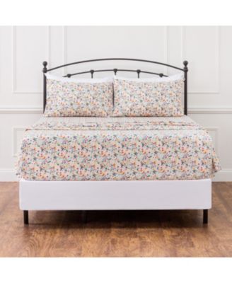 Premium Ceramic Leaves Botanical Print Ultra Soft Microfiber 4-Pc. Sheet Set