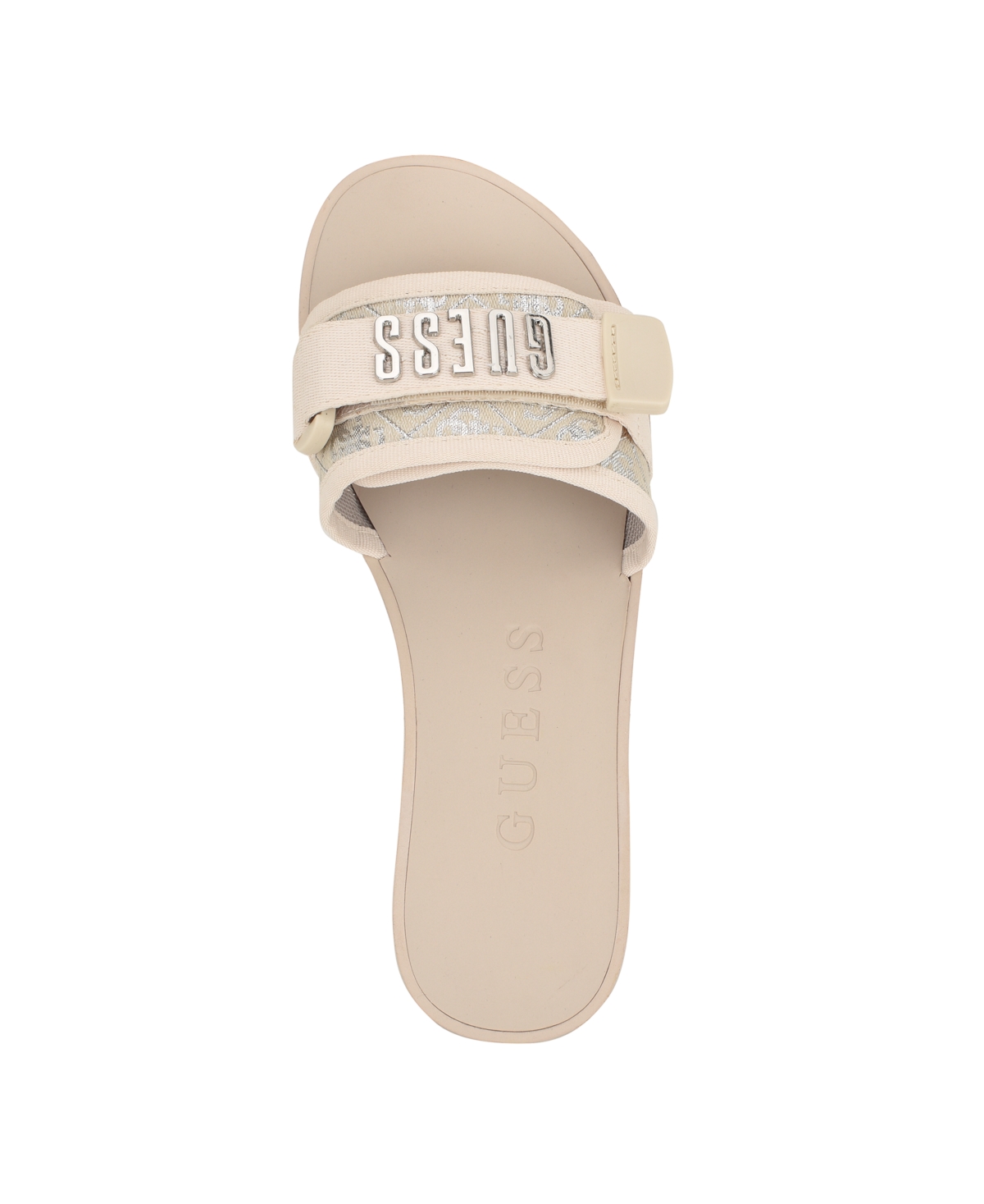 Guess Women's Elyze Quattro G Slip-on Slide Flat Sandals In Light Natural,silver
