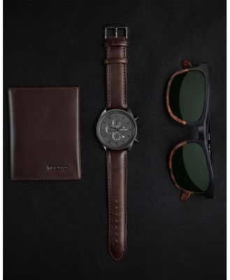 Men's Chrono S2 Chronograph Brown Leather Strap Watch 43mm