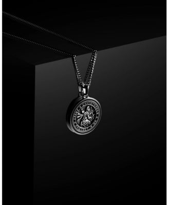 Men's St. Christopher Pendant Sterling Silver, 21" Micro Cuban Chain