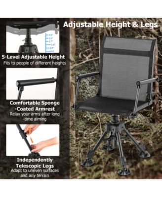 Folding Swivel Patio Chair with 4 Adjustable Leg-Black