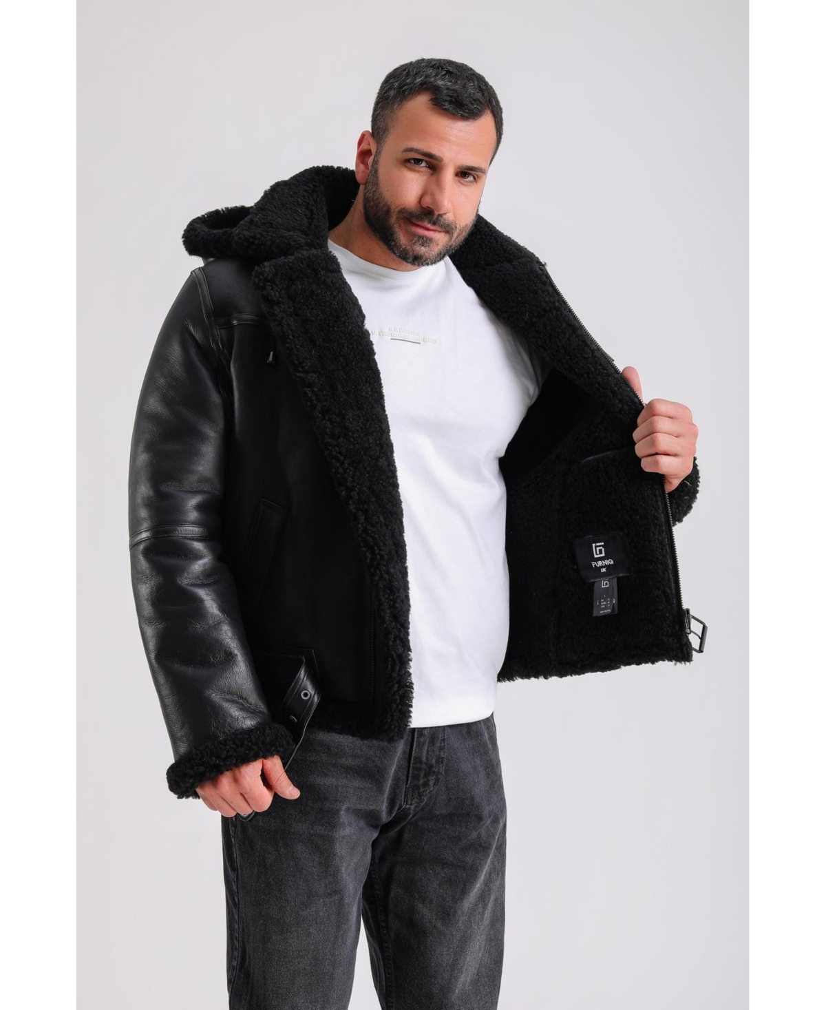Furniq Uk Men's PremiumSheepskin Jacket - Black