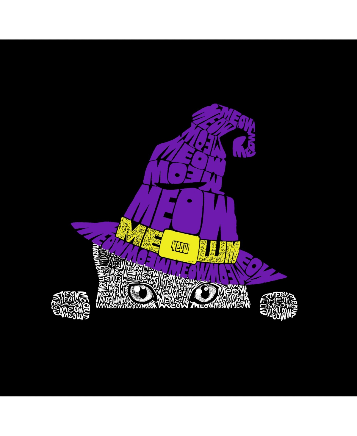 La Pop Art Boys Peeking Witch Cat Word Art Long Sleeve T-Shirt