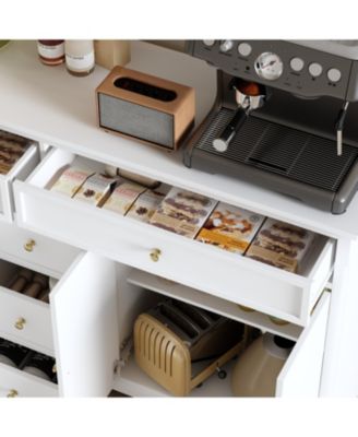 White Wooden Sideboard Accent Storage Cabinet with Multi-function