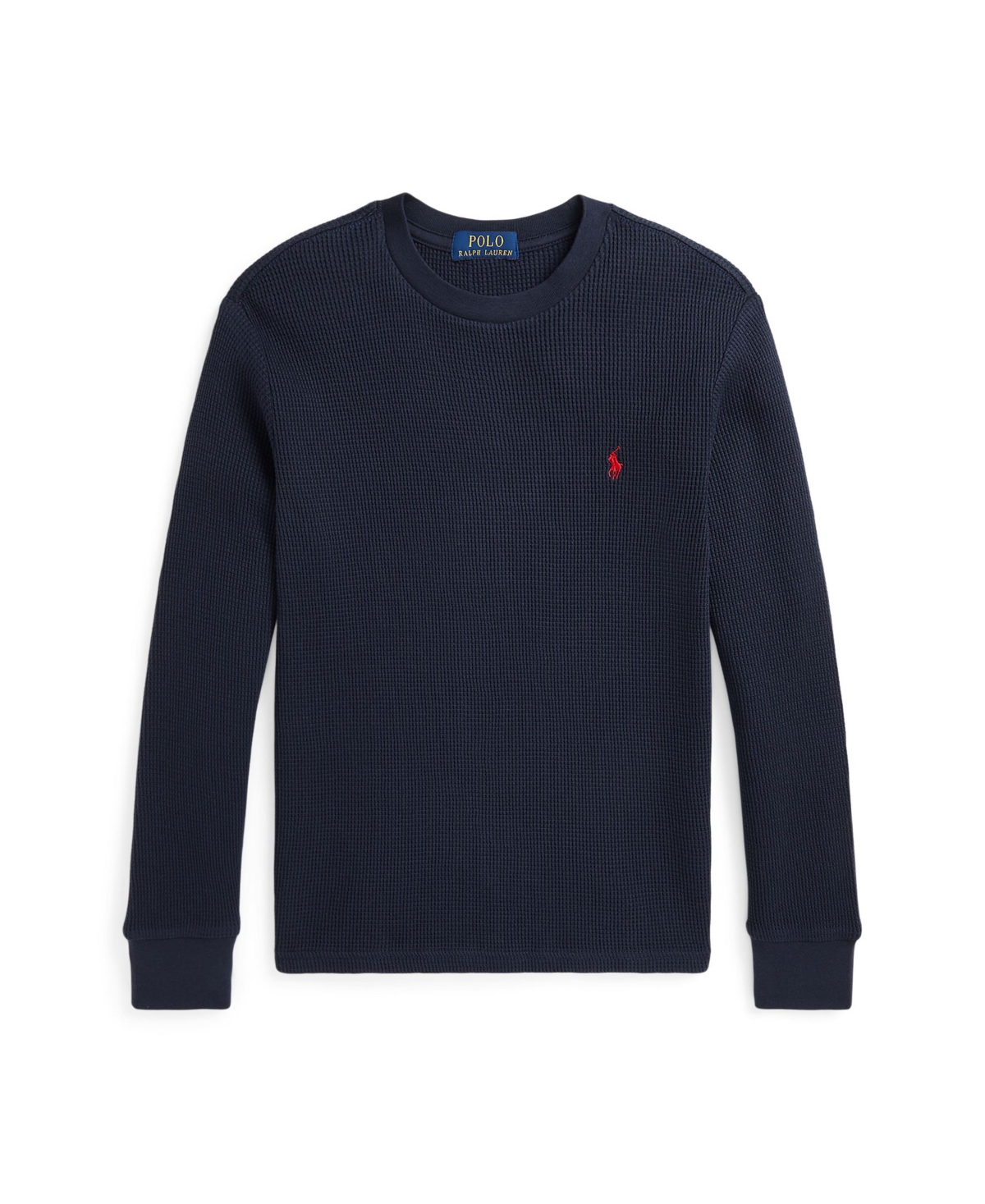 Polo Ralph Lauren Big Boys Waffle-knit Cotton Long Sleeve Tee In Rl Navy