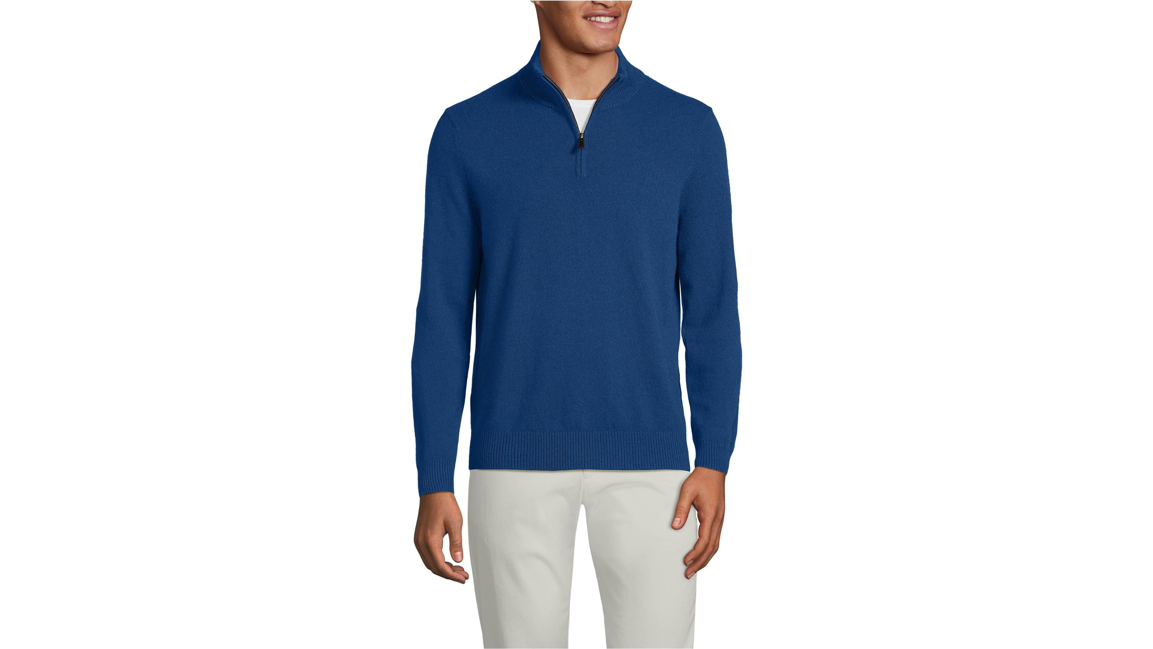 Lands' End Men's Fine Gauge Cashmere Quarter Zip