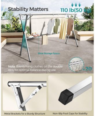 Extendable and Foldable Clothes Drying Rack