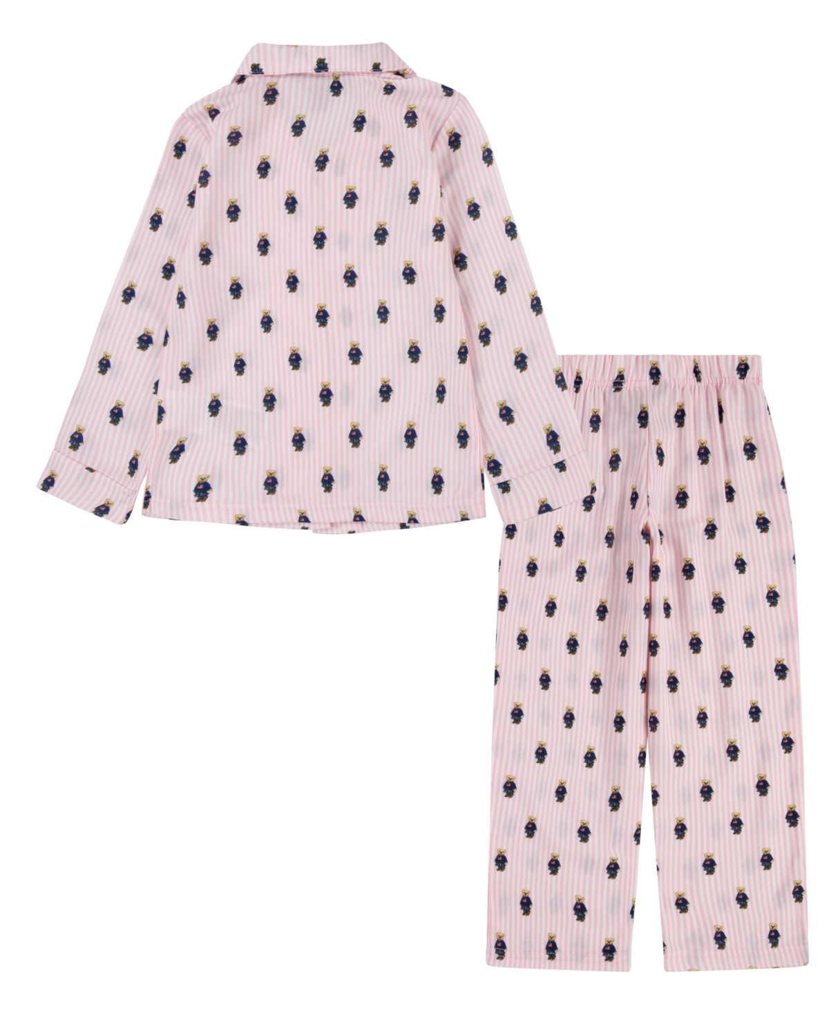 Polo Ralph Lauren Big Girls Polo Bear Long Sleeve Pajamas, 2-Piece Set -Carmel Pink