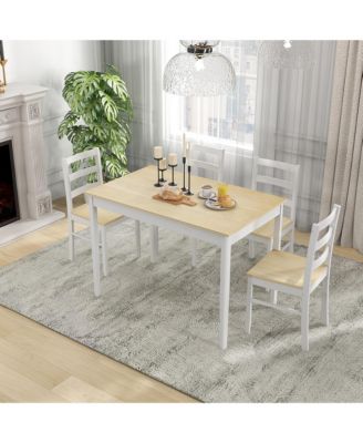 5-Piece Dining Set Solid Wood Kitchen Furniture with Rectangular Table & 4 Chairs