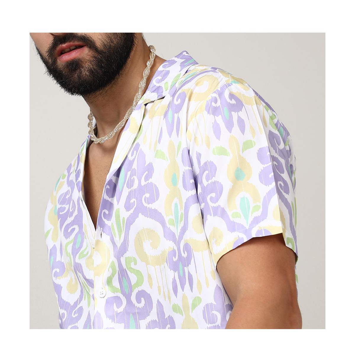 Campus Sutra Men's Lilac & PaleEthnic Shirt - Yellow