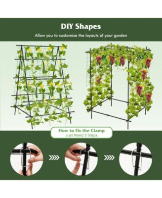 A-Frame Garden Cucumber Trellis with Netting for Outdoor Climbing Plants
